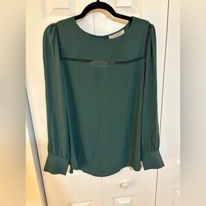 Hunter Green Long Sleeve Blouse from LOFT